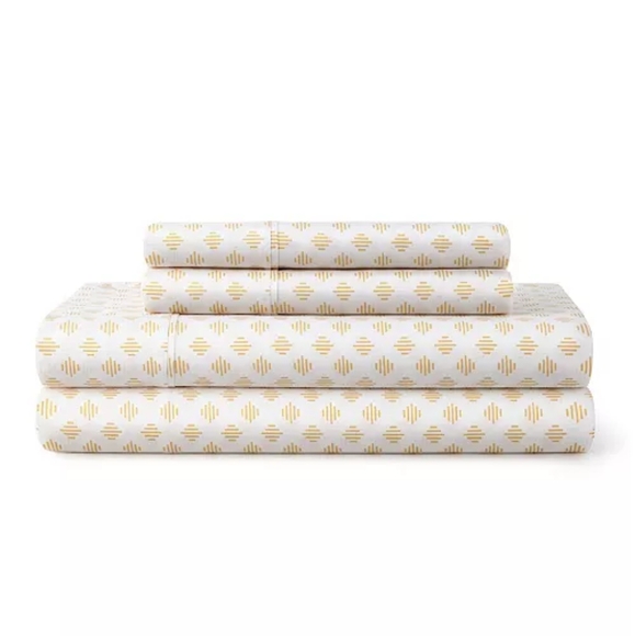 DREW & JONATHAN HOME Dash Print 100% Cotton 200 Thread Count 4 Piece Sheet Set - Picture 1 of 5